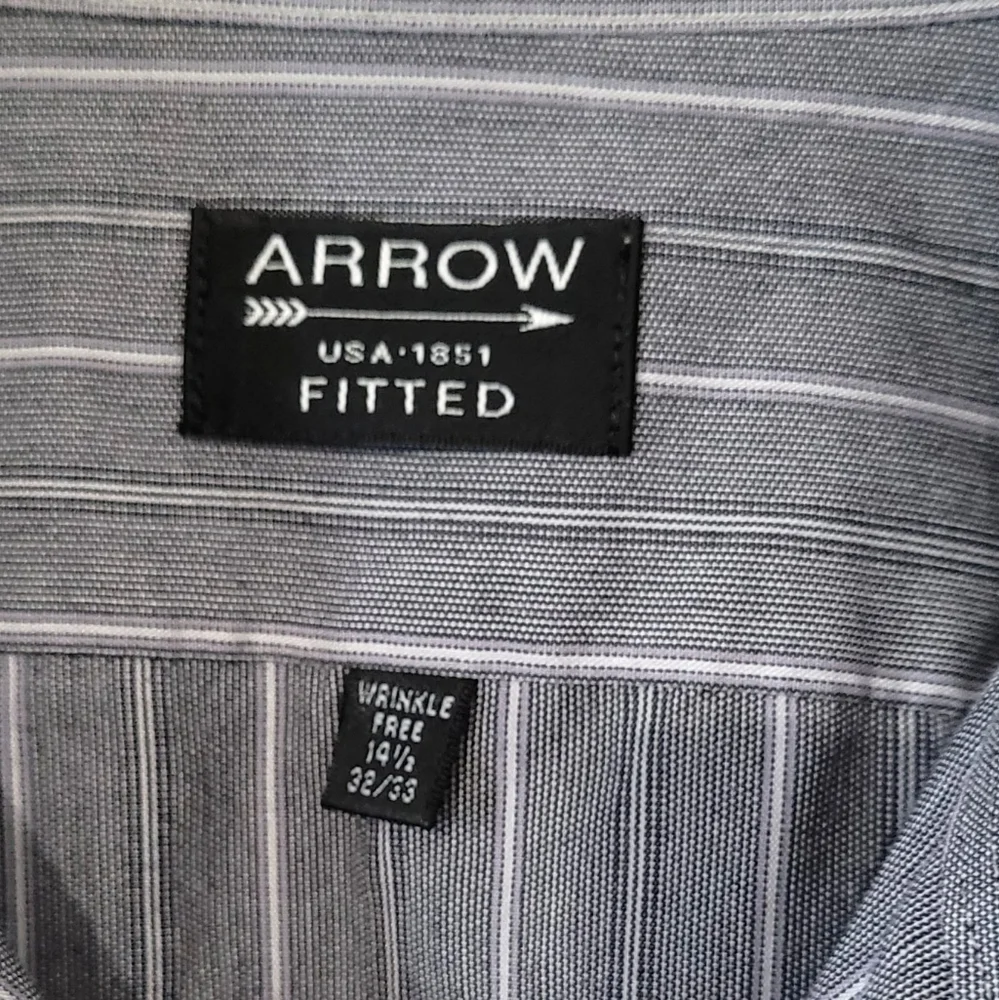 FITTED Gray and White Striped Dress Shirt - Picture 4 of 4